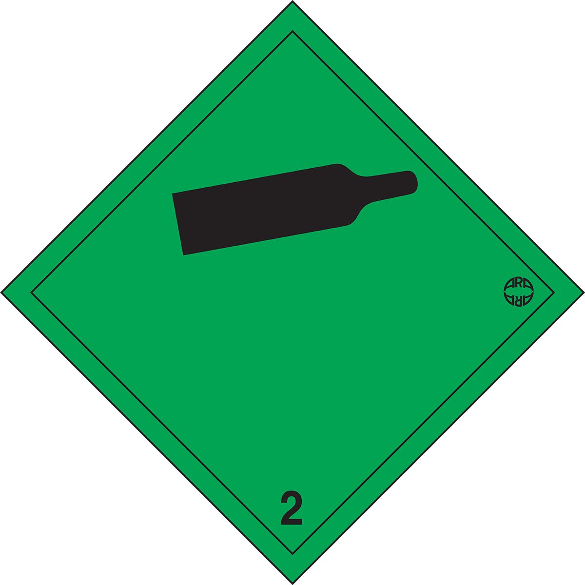 Alu-Plakette Gefahrensymbol Nr. 2.2 „Entzündbare, nicht giftige Gase”
